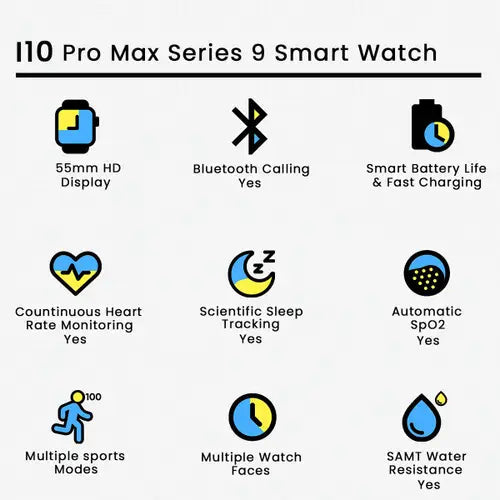 i10 Pro Max Series 9 Smart Watch - Mateen Mart