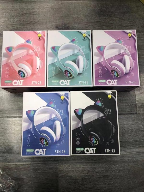 STN - 28 Wireless Headset 🎧🐱/ RGB Kitty Gaming Headset Random Color - Mateen Mart